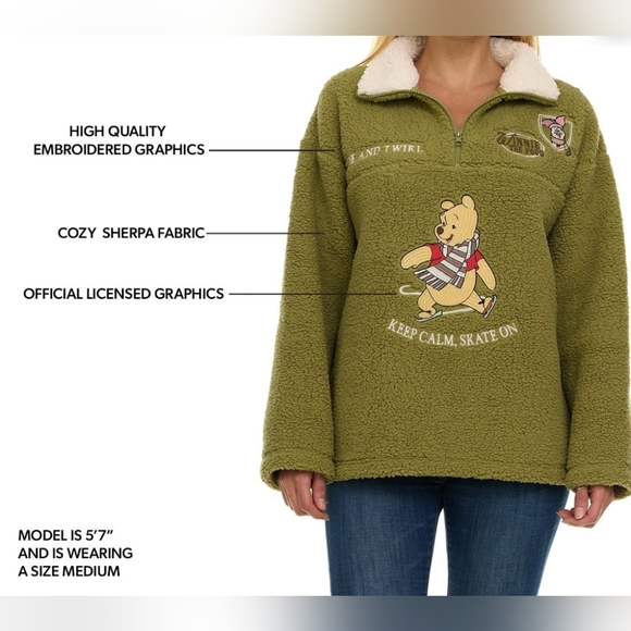 Womens Disney Sherpa Quarter Zip Pullover - Picture 6 of 6